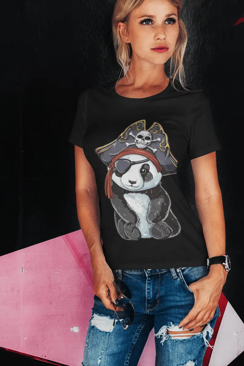 Ultrabasic Women's Organic T-Shirt - Pirate Panda - Cute Funny Shirt For Women 1