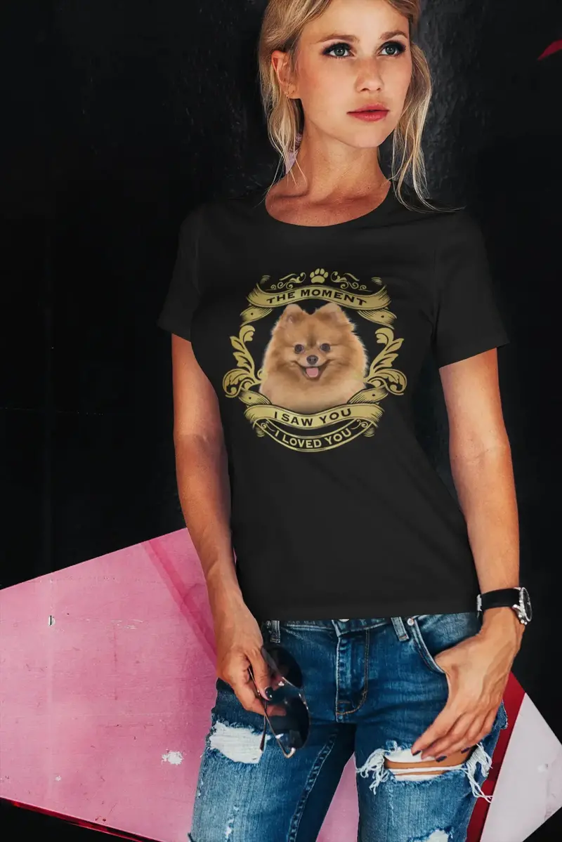 Ultrabasic Women's Organic T-Shirt Pomeranian Dog - Moment I Saw You I Loved You Puppy Tee Shirt For Ladies 1