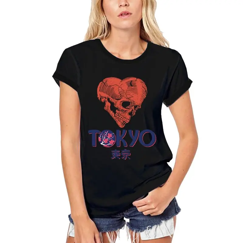 Ultrabasic Women's Organic T-Shirt - Tokyo - Heart Skull Shirt For Women 3