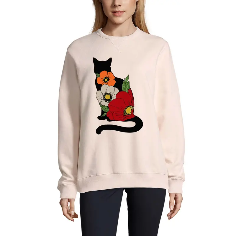Ultrabasic Women's Sweatshirt Cat And Fish - Kitten Funny Sweater For Ladies 1