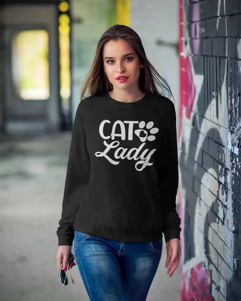 Ultrabasic Women's Sweatshirt Cat Lady - Kitten Paw Funny Sweater For Ladies 1
