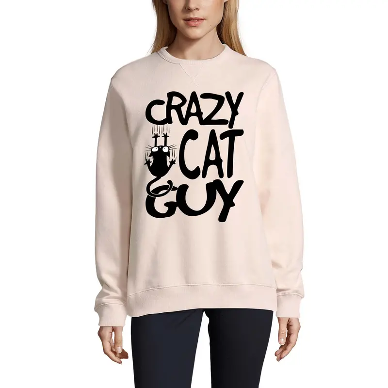 Ultrabasic Women's Sweatshirt Crazy Cat Guy - Funny Pet Kitty Lover Sweater For Ladies 1