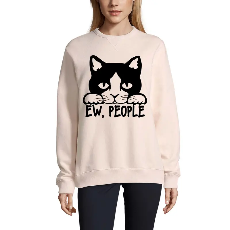 Ultrabasic Women's Sweatshirt Ew, People - Funny Cat Kitty Lover Sweater 1