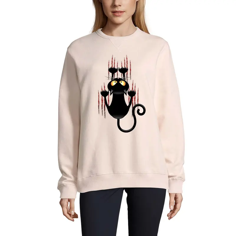 Ultrabasic Women's Sweatshirt Funny Cat - Cute Kitty Laughing Game Sweater For Ladies 1