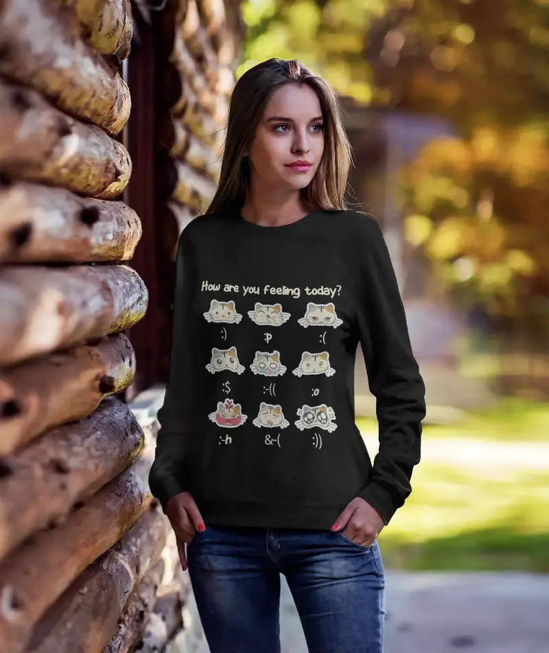 Ultrabasic Women's Sweatshirt How Are You Feeling Today - Funny Cat Kitty Lover Sweater 1