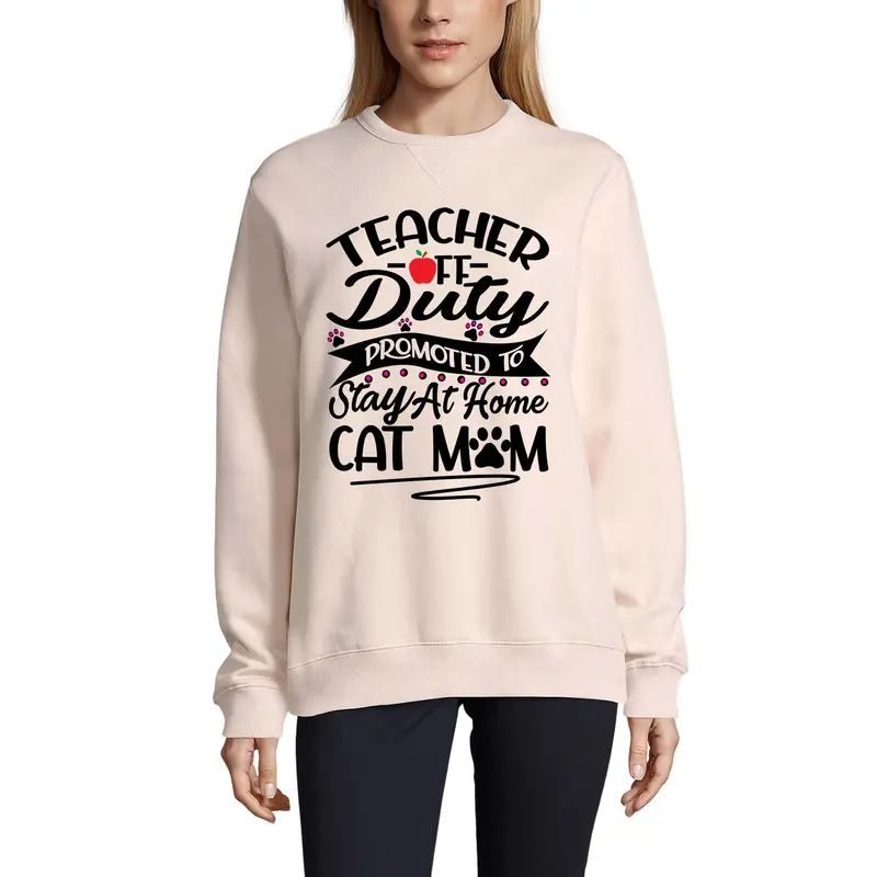 Ultrabasic Women's Sweatshirt Stay At Home Cat Mom - Cat Paw - Gift For Cat Lovers 1