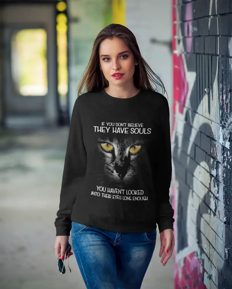Ultrabasic Women's Sweatshirt They Have Souls - Cute Cat Sully - Cat Eyes 1