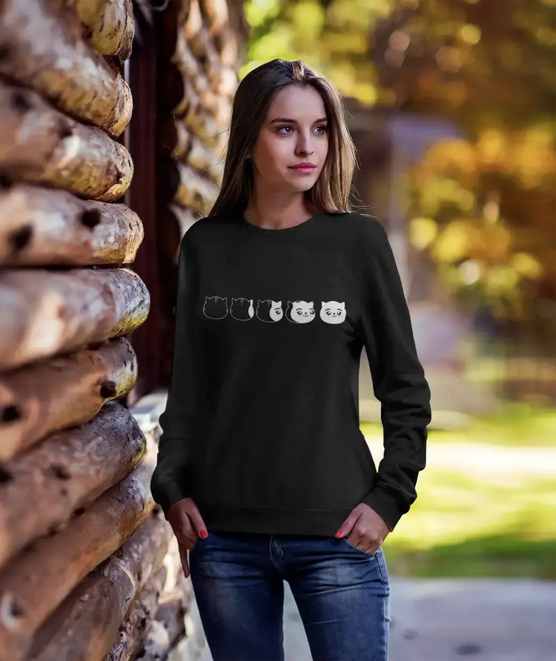 Ultrabasic Women's Sweatshirt White Cat Head - Low Cat Paws - Cute Sully 1