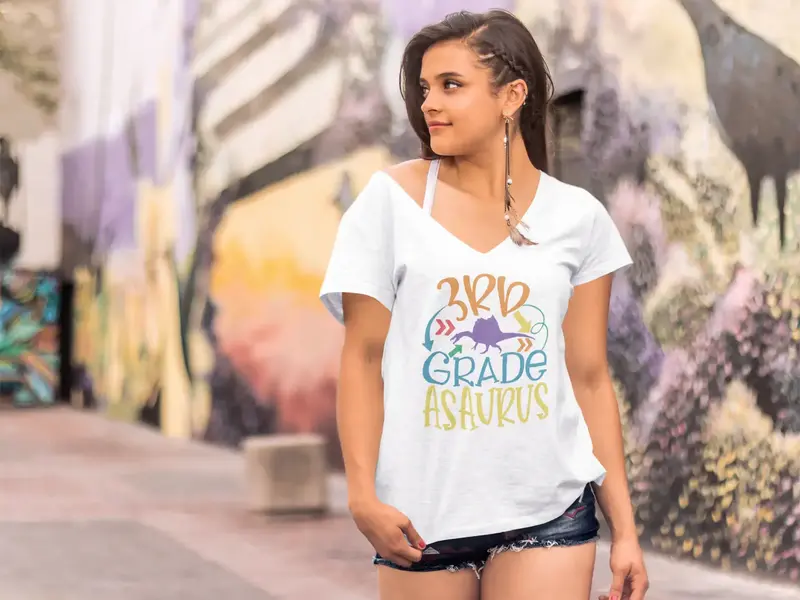 Ultrabasic Women's T-Shirt 3Rd Grade Asaurus - Short Sleeve Tee Shirt Tops 1