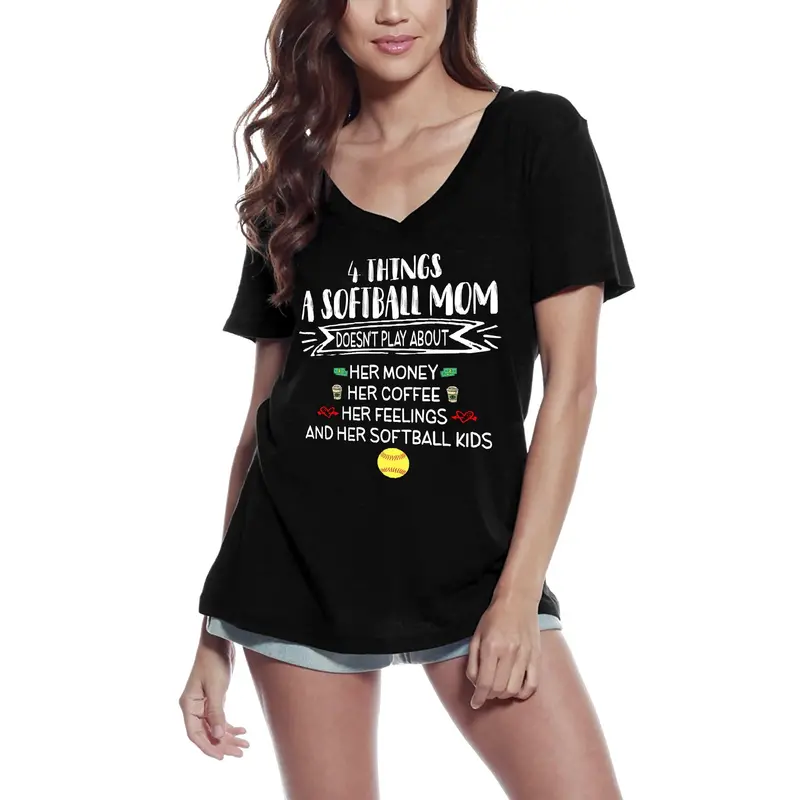Ultrabasic Women's T-Shirt 4 Things Softball Mom Doesn't Play About - Funny Mother Tee Shirt 3