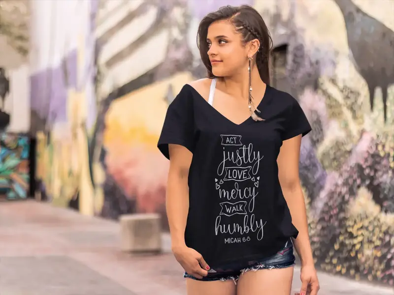 Ultrabasic Women's T-Shirt Act Justly Love Mercy Walk Humbly - Micah Tee Shirt Tops 1