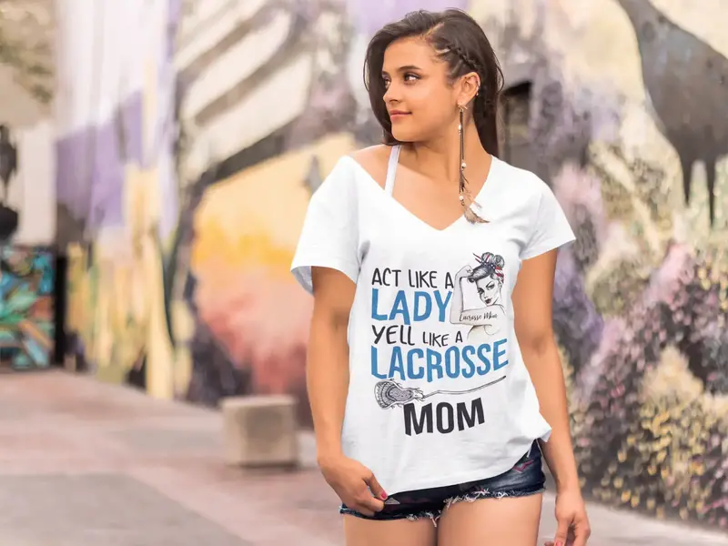 Ultrabasic Women's T-Shirt Act Like A Lady Yell Like A Lacrosse Mom - Vintage Shirt 1