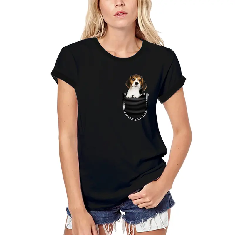 Ultrabasic Women's T-Shirt Beage - Cute Dog In Your Pocket - Vintage Shirt 3