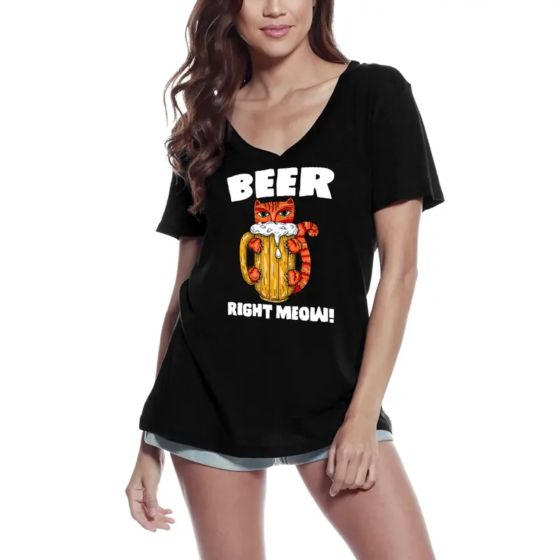 Ultrabasic Women's T-Shirt Beer Right Meow - Cats And Beers - Love Cats 3