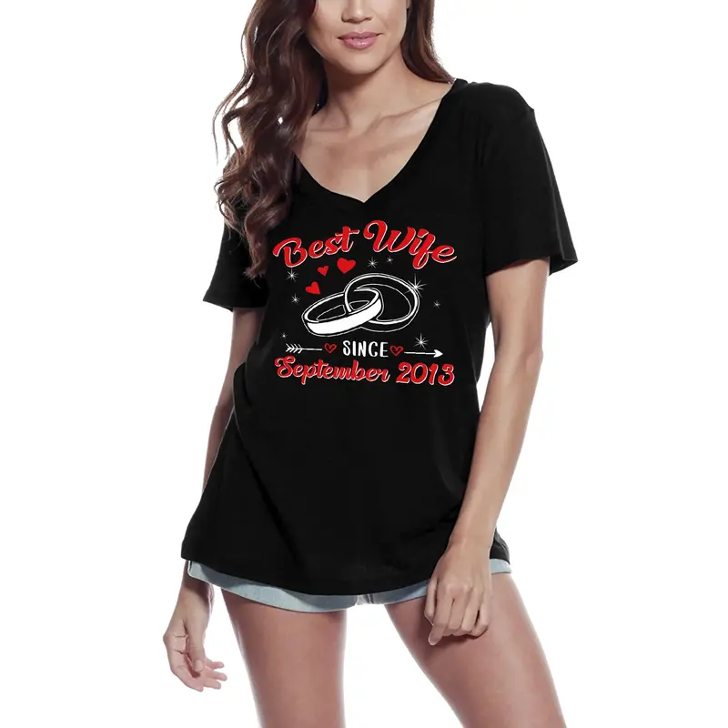 Ultrabasic Women's T-Shirt Best Wife Since September 2013 - Marriage Wedding Anniversary - Love Short Sleeve Graphic Tees Tops 2