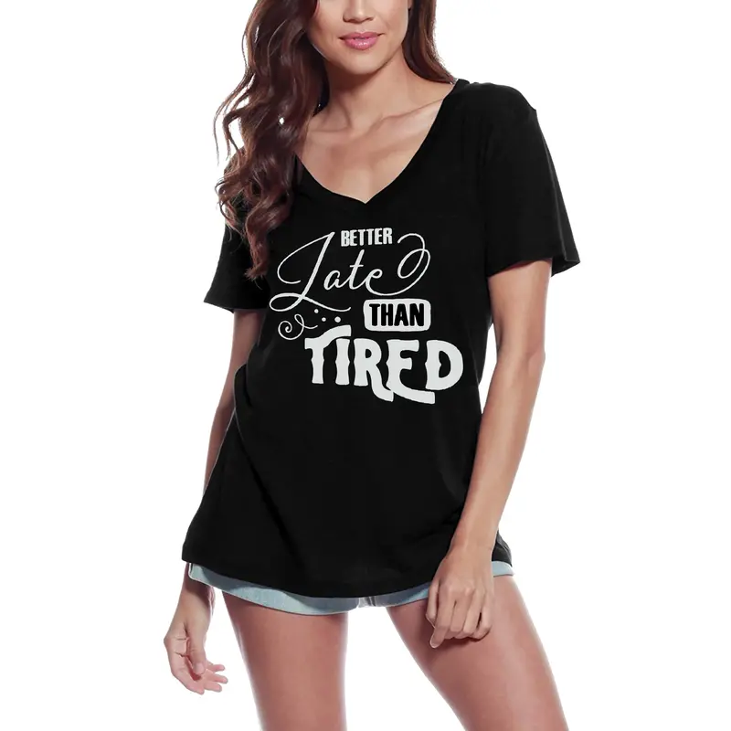Ultrabasic Women's T-Shirt Better Late Than Tired - Short Sleeve Tee Shirt Tops 3