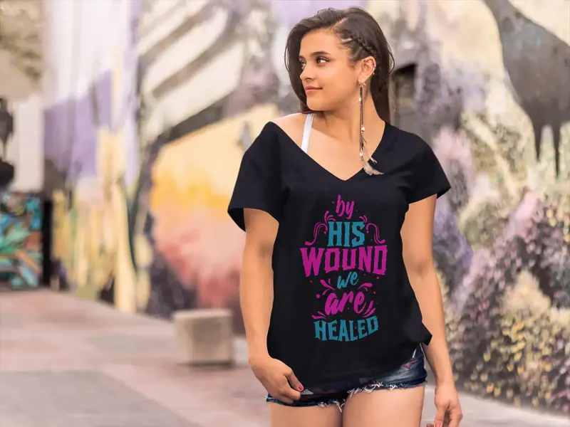 Ultrabasic Women's T-Shirt By His Wound We Are Healed - Christ Religious Shirt 1