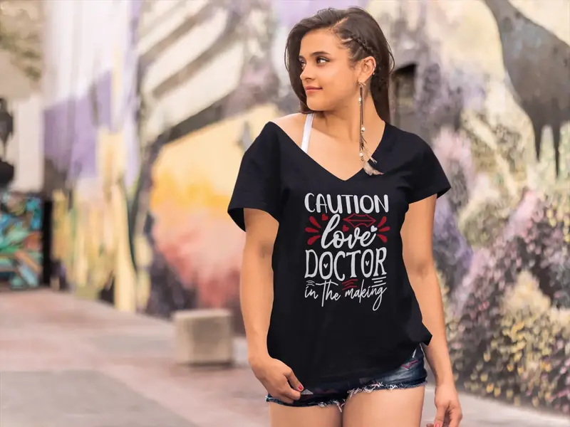Ultrabasic Women's T-Shirt Caution Love Doctor In The Making Tee Shirt Tops 1