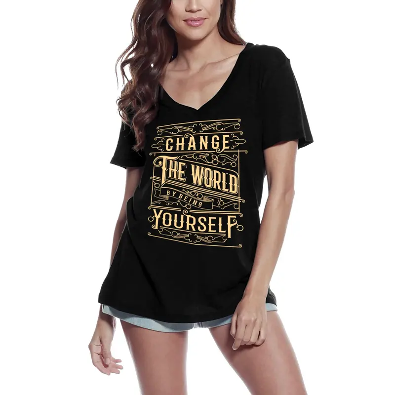 Ultrabasic Women's T-Shirt Change The World - Positive Motivational Slogan Tee 1