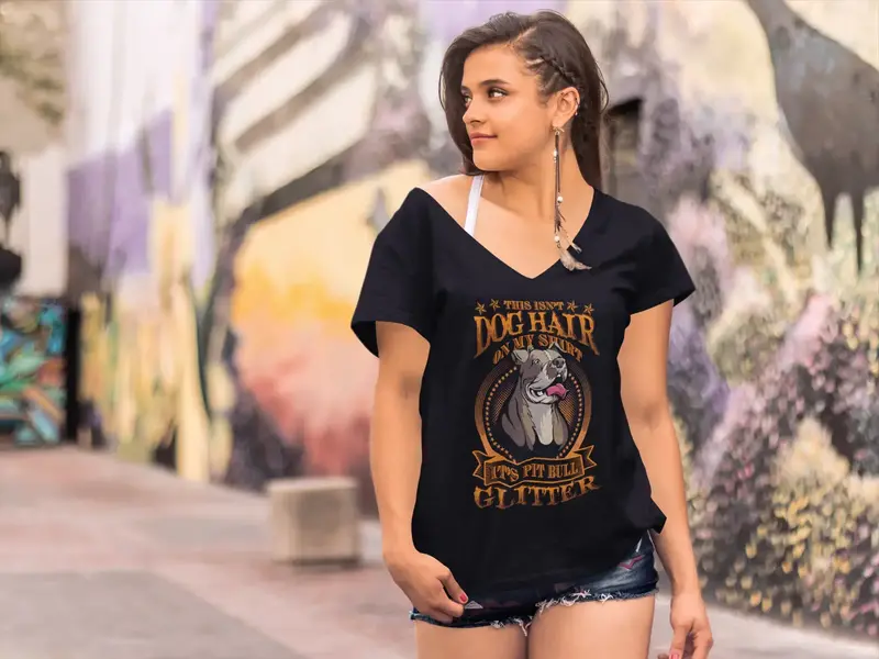 Ultrabasic Women's T-Shirt Dog Hair On My Shirt It's Pitbull Glitter - Funny Dog Tee Shirt 1