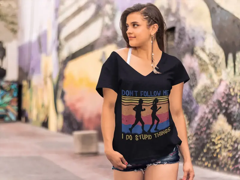 Ultrabasic Women's T-Shirt Don't Follow Me I Do Stupid Things - Runner Tee Shirt Tops 1