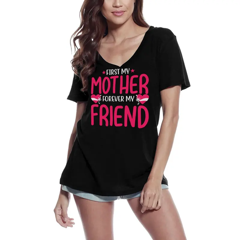 Ultrabasic Women's T-Shirt First My Mother Forever My Friend - Short Sleeve Tee Shirt Tops 1