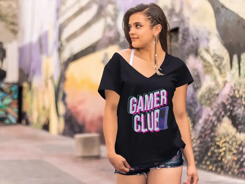 Ultrabasic Women's T-Shirt Gamer Club - Gaming Short Sleeve Tees Tops 1