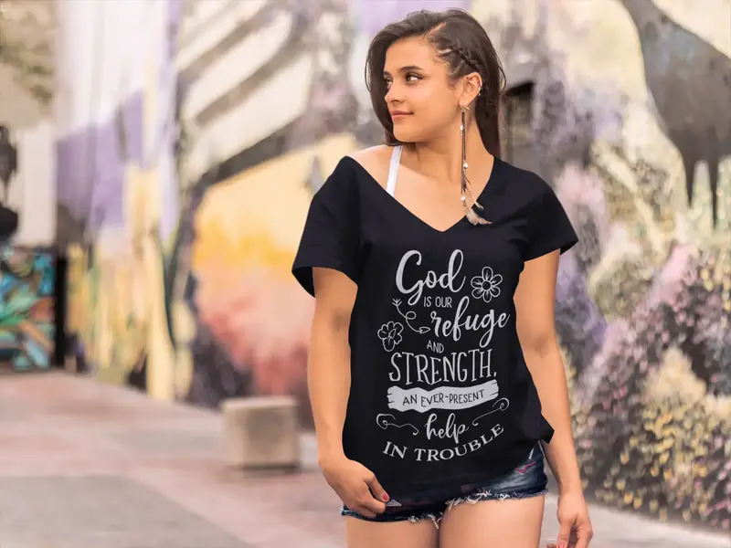 Ultrabasic Women's T-Shirt God Is Our Refuge - Short Sleeve Tee Shirt Tops 1