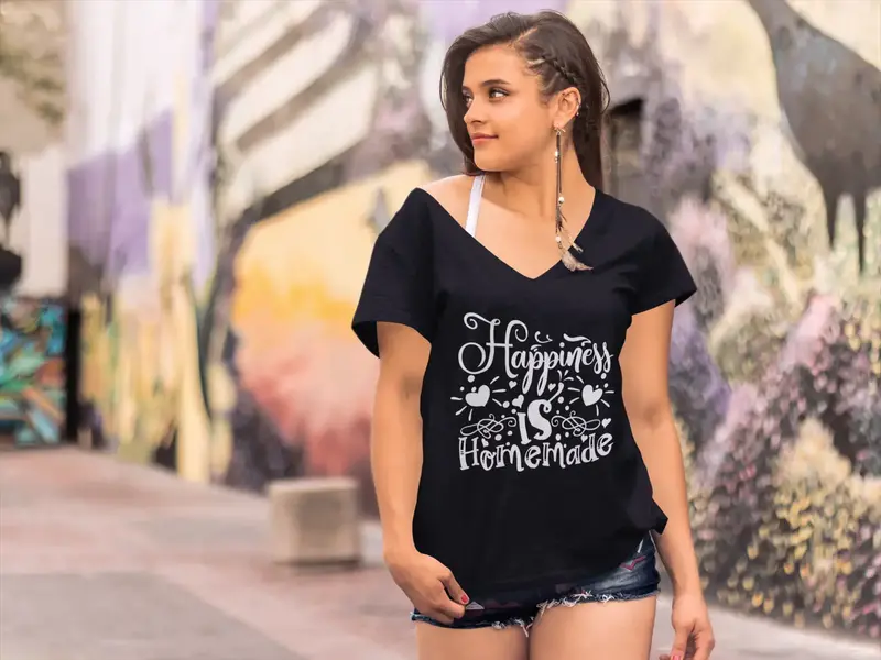 Ultrabasic Women's T-Shirt Hapiness Is Homemade - Short Sleeve Tee Shirt Tops 1