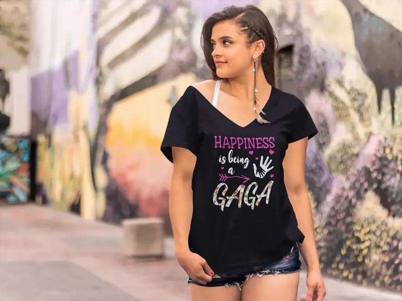 Ultrabasic Women's T-Shirt Happiness Is Being A Gaga Tee Shirt For Ladies 1