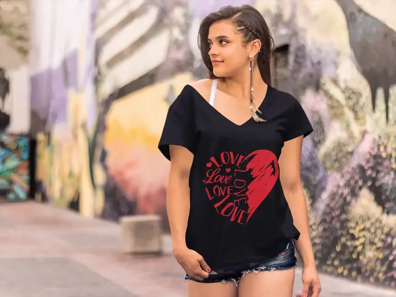 Ultrabasic Women's T-Shirt Heart Love - Valentine's Day Tee Shirt For Ladies 1