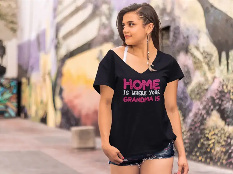 Ultrabasic Women's T-Shirt Home Is Where Your Grandma Is - Short Sleeve Tee Shirt Tops 1