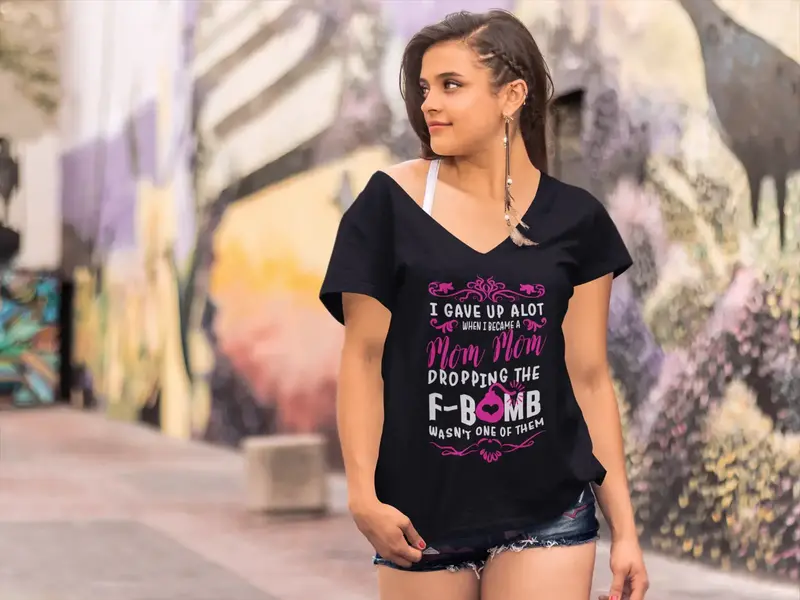 Ultrabasic Women's T-Shirt I Gave Up A Lot When I Became Mom - F Bomb Short Sleeve Tee Shirt Tops 1