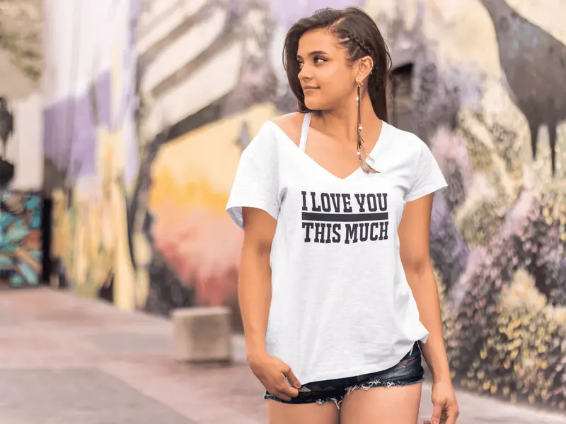 Ultrabasic Women's T-Shirt I Love You This Much - Funny Short Sleeve Tee Shirt Tops 2