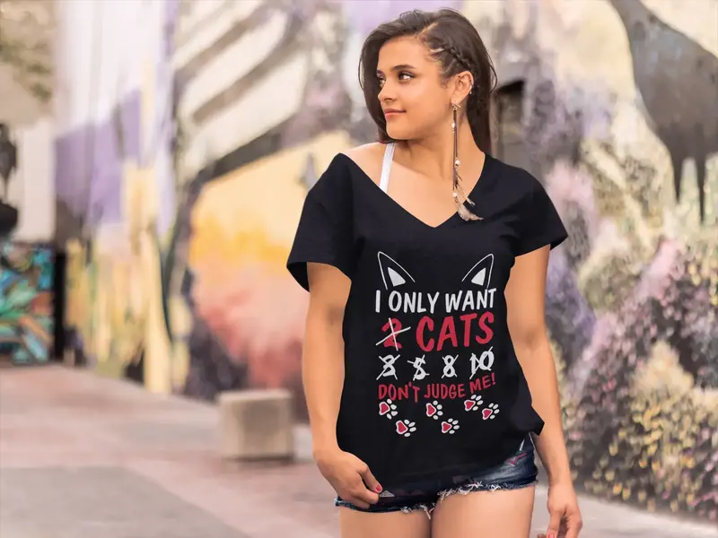 Ultrabasic Women's T-Shirt I Only Want Cats Don't Judge Me - Funny Kitten Shirt For Cat Lovers 1