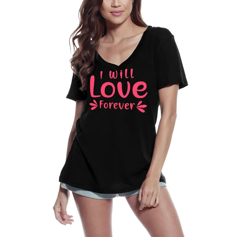 Ultrabasic Women's T-Shirt I Will Love Forever - Heart Short Sleeve Tee Shirt Tops 1