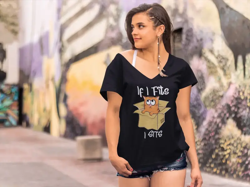Ultrabasic Women's T-Shirt If I Fits I Sits - Cute Short Sleeve Tee Shirt 1
