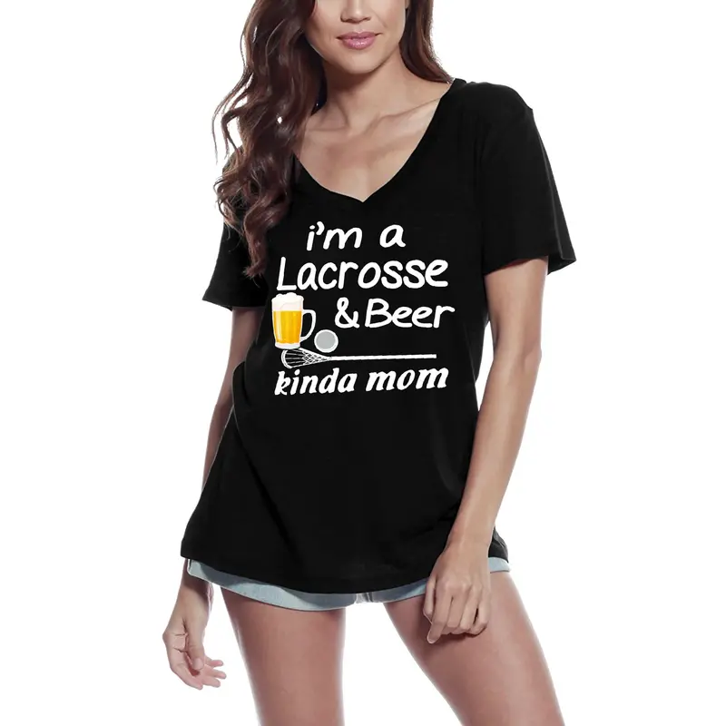 Ultrabasic Women's T-Shirt I'm A Lacrosse And Beer Kinda Mom - Funny Lover Tee Shirt 3