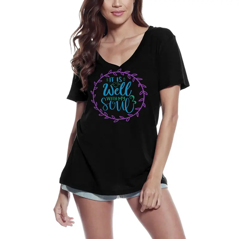 Ultrabasic Women's T-Shirt It Is Well With My Soul - Short Sleeve Tee Shirt Gift Tops 1