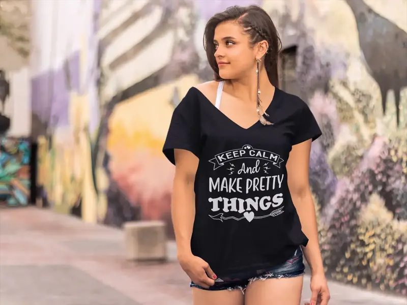 Ultrabasic Women's T-Shirt Keep Calm And Make Pretty Things - Short Sleeve Tee Shirt Tops 1