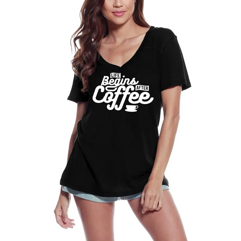 Ultrabasic Women's T-Shirt Life Begins After Coffe - Funny Slogan Graphic Tee 2