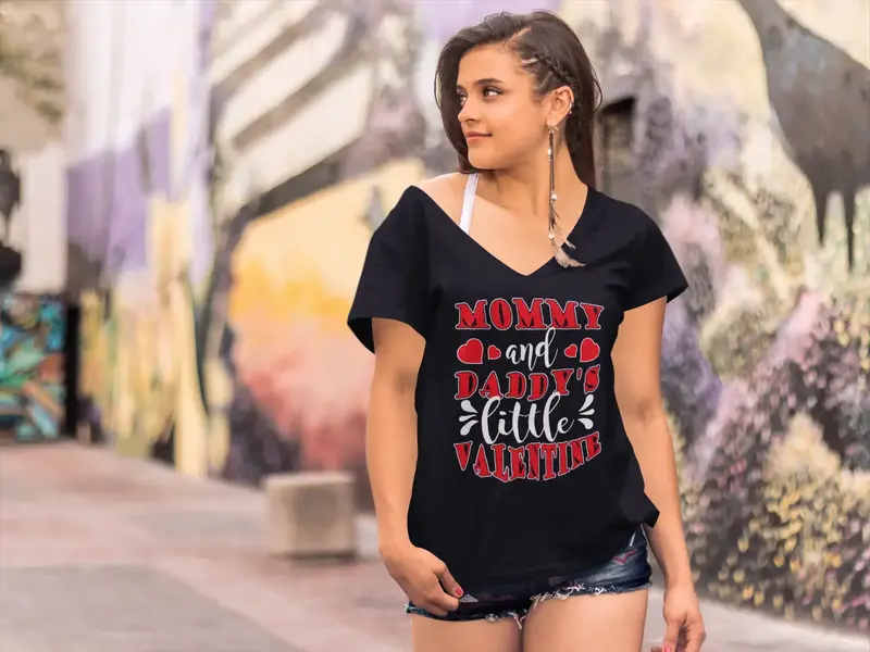 Ultrabasic Women's T-Shirt Mommy And Daddy Little Valentine - Love Daughter Tee Shirt 1