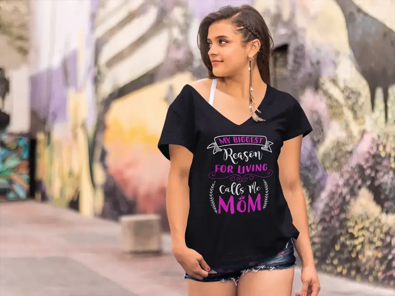 Ultrabasic Women's T-Shirt My Biggest Reason For Living Calls Me Mom - Short Sleeve Tee Shirt Tops 1