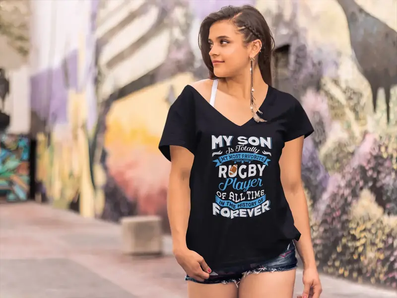 Ultrabasic Women's T-Shirt My Son Is Totally My Most Favorite Rugby Player Tee Shirt 1