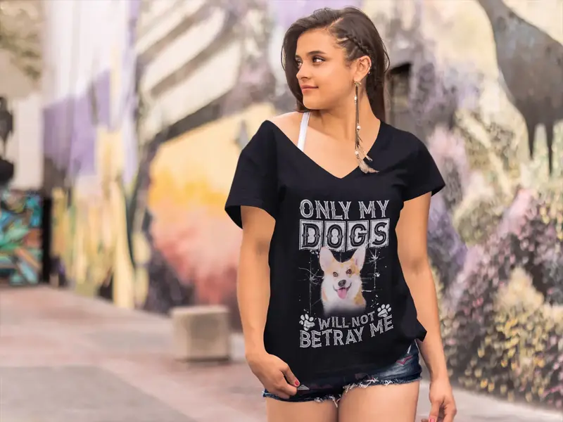 Ultrabasic Women's T-Shirt Only My Dogs Will Not Betray Me - Pembroke Welsh Corgi Cute Dog Paw 1