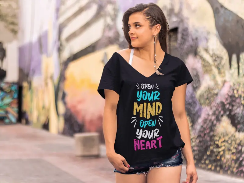 Ultrabasic Women's T-Shirt Open Your Mind Open Your Heart - Motivational Quote 2