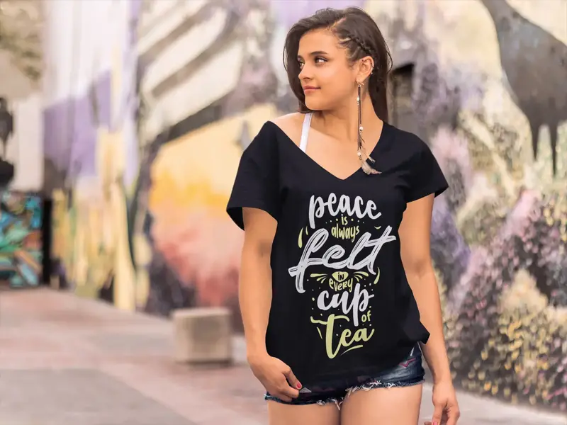 Ultrabasic Women's T-Shirt Peace Is Always Felt In Every Cup Of Tea - Tea Lovers Shirt 1
