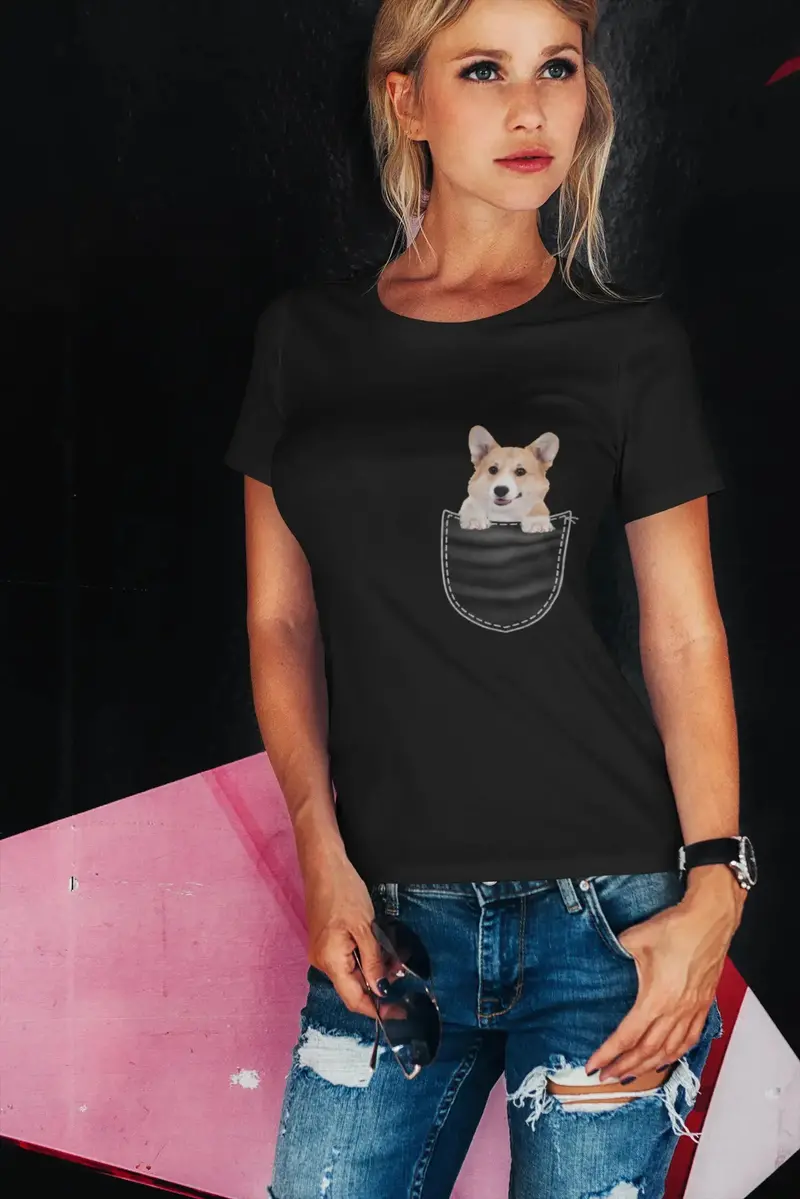 Ultrabasic Women's T-Shirt Pembroke Welsh Corgi - Cute Dog In Your Pocket 1