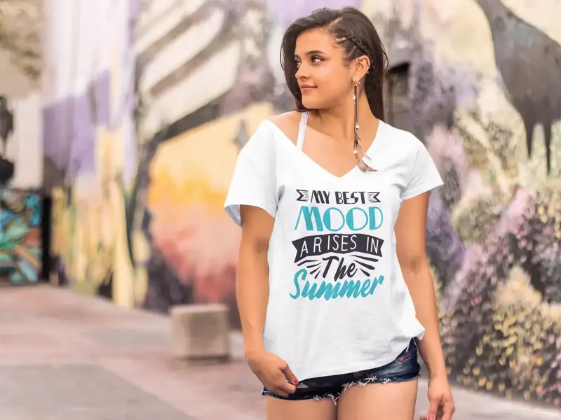 Ultrabasic Women's T-Shirt Quote My Best Mood Arises In The Summer - Summer Love 1