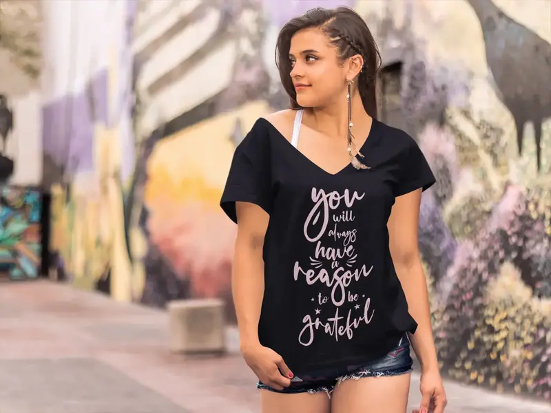 Ultrabasic Women's T-Shirt Quote Reason To Be Grateful - Thanksgiving Day 1